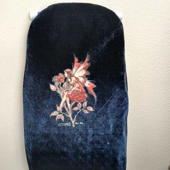 Auto Expressions Amy Brown Fairy Rose Blue Velvet Universal-Fit Front Seat Cover - Picture 2 of 14